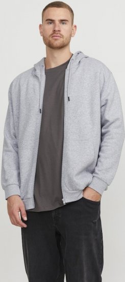 Jack & Jones BRADLEY Zip Hoodie Light Grey Melange - Tröjor & hoodies - Stora hoodies & tröjor - 2XL-14XL