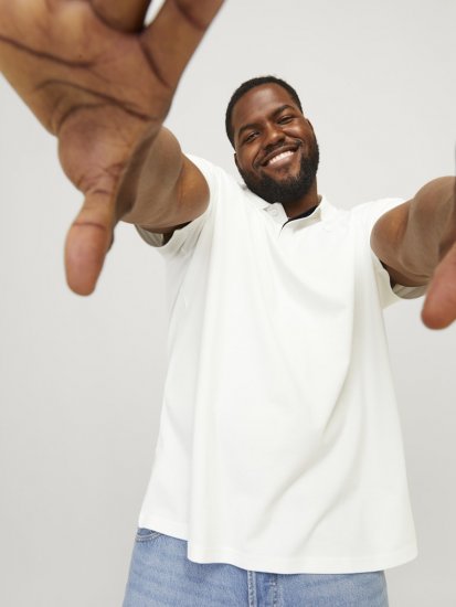 Jack & Jones Rodney Short Sleeve Polo White - Pikétröjor - Stora pikétröjor - 2XL-8XL