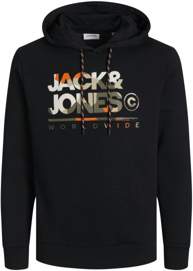 Jack & Jones JJLUKE Hoodie Black - Tröjor & hoodies - Stora hoodies & tröjor - 2XL-14XL