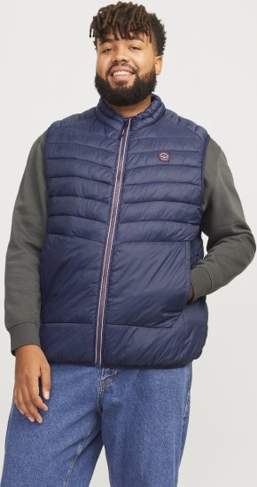 Jack & Jones SPRINT True Red Stitches BODYWARMER Navy Blazer - Jackor - Stora jackor - 2XL-12XL