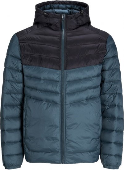 Jack & Jones SPRINT Black Blocking Quilted Hooded Jacket Turquoise Blue - Jackor - Stora jackor - 2XL-12XL