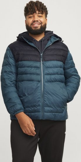 Jack & Jones SPRINT Black Blocking Quilted Hooded Jacket Turquoise Blue - Jackor - Stora jackor - 2XL-12XL