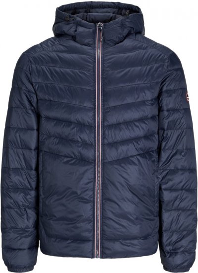 Jack & Jones SPRINT Red Stitches Quilted Hooded Jacket Navy Blazer - Jackor - Stora jackor - 2XL-12XL