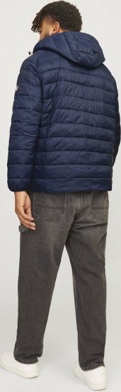 Jack & Jones SPRINT Red Stitches Quilted Hooded Jacket Navy Blazer - Jackor - Stora jackor - 2XL-12XL