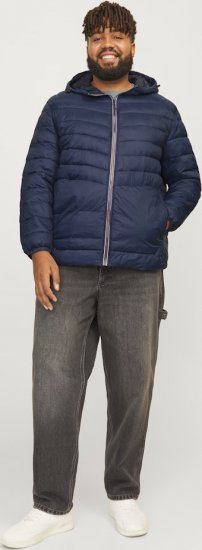 Jack & Jones SPRINT Red Stitches Quilted Hooded Jacket Navy Blazer - Jackor - Stora jackor - 2XL-12XL