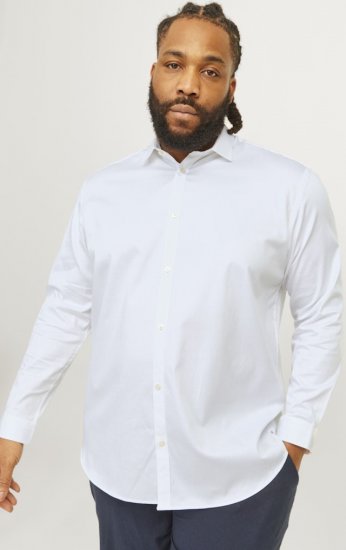 Jack & Jones ARMA LS Shirt White - Skjortor - Stora skjortor - 2XL-8XL