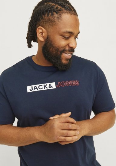 Jack & Jones CORP Logo Play 5 T-Shirt Navy Blazer - T-shirts - Stora T-shirts - 2XL-14XL