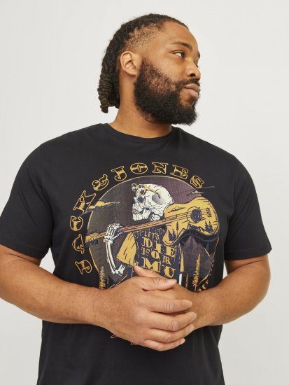 Jack & Jones JJSKULL ROCK T-Shirt Black - T-shirts - Stora T-shirts - 2XL-14XL