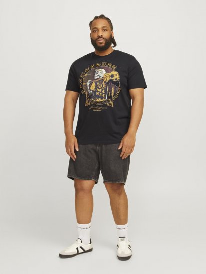 Jack & Jones JJSKULL ROCK T-Shirt Black - T-shirts - Stora T-shirts - 2XL-14XL