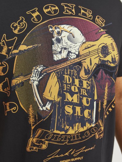 Jack & Jones JJSKULL ROCK T-Shirt Black - T-shirts - Stora T-shirts - 2XL-14XL