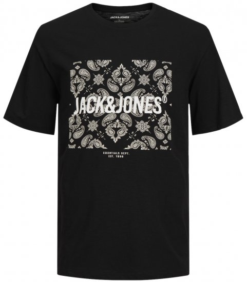 Jack & Jones JJPAISLEY T-Shirt Black - T-shirts - Stora T-shirts - 2XL-14XL