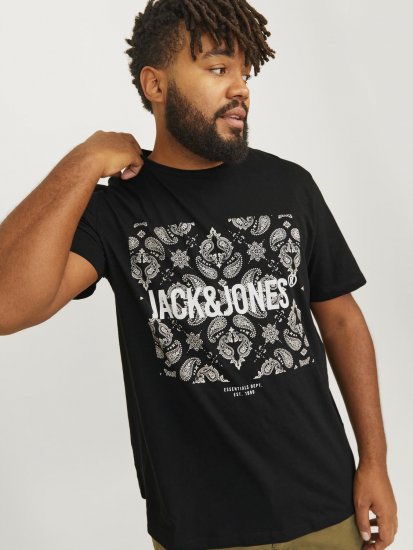 Jack & Jones JJPAISLEY T-Shirt Black - T-shirts - Stora T-shirts - 2XL-14XL