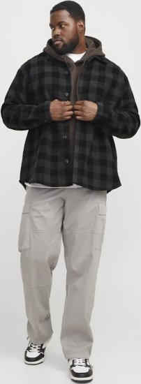 Jack & Jones ZAC BRUSHED Long Sleeve OVERSHIRT Grey - Skjortor - Stora skjortor - 2XL-8XL