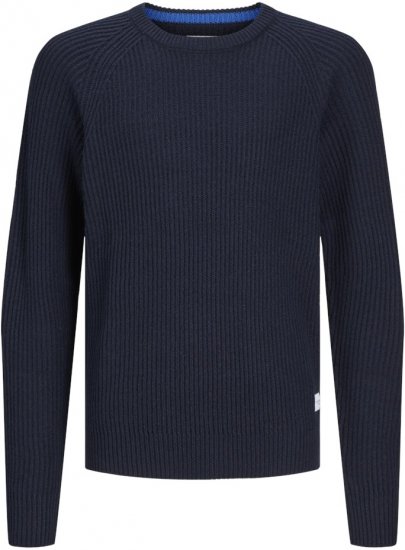 Jack & Jones PANNEL Knitted Sweater Navy Blazer - Tröjor & hoodies - Stora hoodies & tröjor - 2XL-14XL