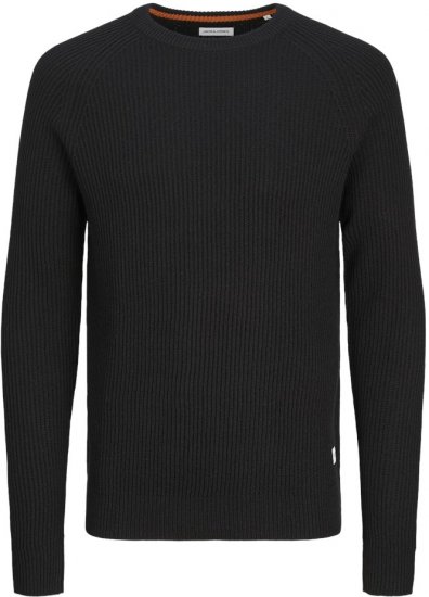 Jack & Jones PANNEL Knitted Sweater Black - Tröjor & hoodies - Stora hoodies & tröjor - 2XL-14XL