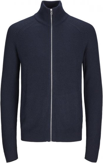 Jack & Jones PANNEL Turtleneck Knitted Sweater with Zipper Navy Blazer - Tröjor & hoodies - Stora hoodies & tröjor - 2XL-14XL