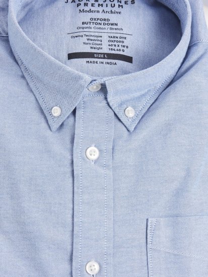 Jack & Jones Brook Oxford Long Sleeve Shirt Cashmere Blue - Skjortor - Stora skjortor - 2XL-8XL