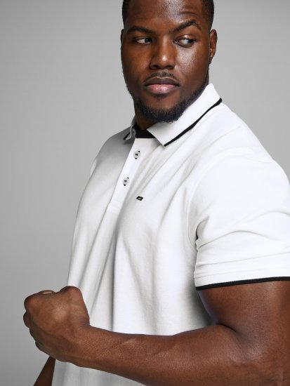 Jack & Jones PAULOS Short Sleeve Polo White/PS - Pikétröjor - Stora pikétröjor - 2XL-8XL