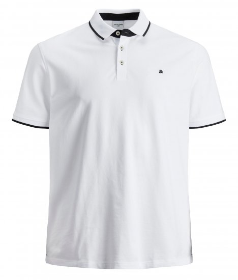Jack & Jones PAULOS Short Sleeve Polo White/PS - Pikétröjor - Stora pikétröjor - 2XL-8XL