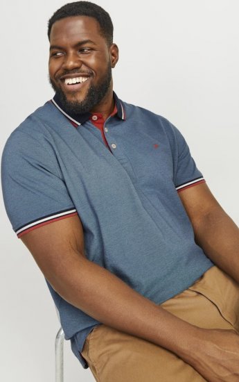 Jack & Jones PAULOS Short Sleeve Polo Denim Blue/PS - Pikétröjor - Stora pikétröjor - 2XL-8XL