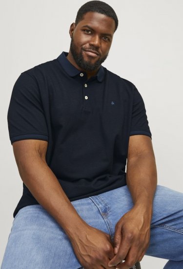 Jack & Jones PAULOS Short Sleeve Polo Dark Navy/PS - Pikétröjor - Stora pikétröjor - 2XL-8XL
