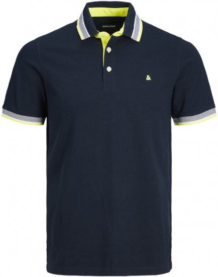 Jack & Jones PAULOS Short Sleeve Polo Dark Navy/NEON - Pikétröjor - Stora pikétröjor - 2XL-8XL