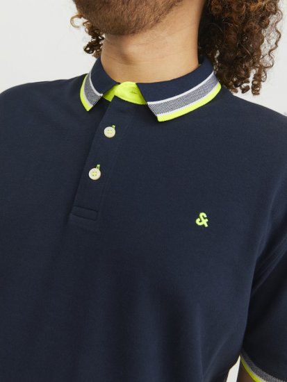 Jack & Jones PAULOS Short Sleeve Polo Dark Navy/NEON - Pikétröjor - Stora pikétröjor - 2XL-8XL