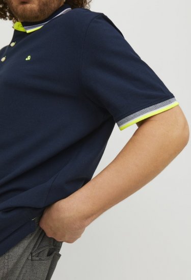 Jack & Jones PAULOS Short Sleeve Polo Dark Navy/NEON - Pikétröjor - Stora pikétröjor - 2XL-8XL