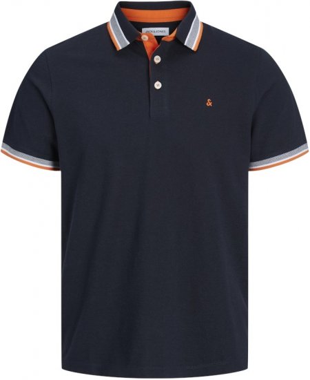 Jack & Jones PAULOS Short Sleeve Polo Black Navy/NEON - Pikétröjor - Stora pikétröjor - 2XL-8XL