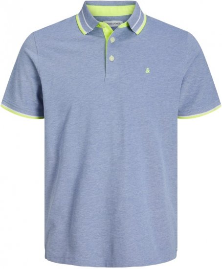 Jack & Jones PAULOS Short Sleeve Polo Light Blue/NEON - Pikétröjor - Stora pikétröjor - 2XL-8XL