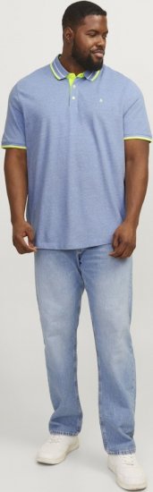 Jack & Jones PAULOS Short Sleeve Polo Light Blue/NEON - Pikétröjor - Stora pikétröjor - 2XL-8XL
