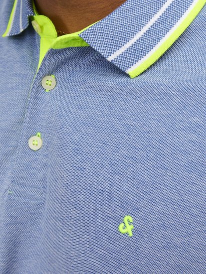 Jack & Jones PAULOS Short Sleeve Polo Light Blue/NEON - Pikétröjor - Stora pikétröjor - 2XL-8XL