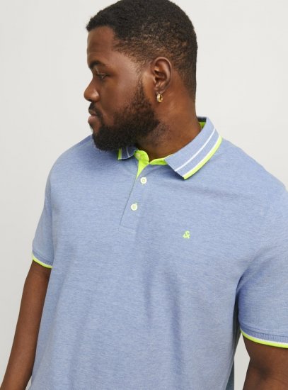 Jack & Jones PAULOS Short Sleeve Polo Light Blue/NEON - Pikétröjor - Stora pikétröjor - 2XL-8XL