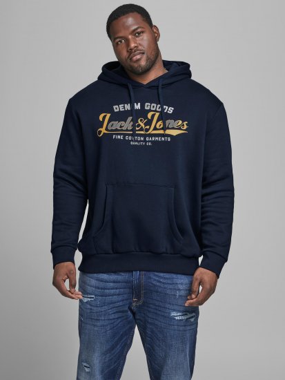 Jack & Jones Elogo Sweat Hood Navy Blazer - Tröjor & hoodies - Stora hoodies & tröjor - 2XL-14XL