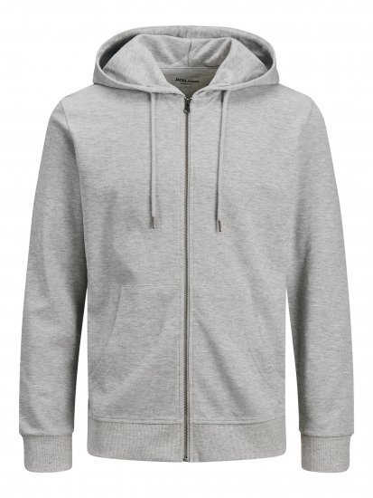 Jack & Jones Basic Sweat Zip Hood Light Grey Melange - Tröjor & hoodies - Stora hoodies & tröjor - 2XL-14XL