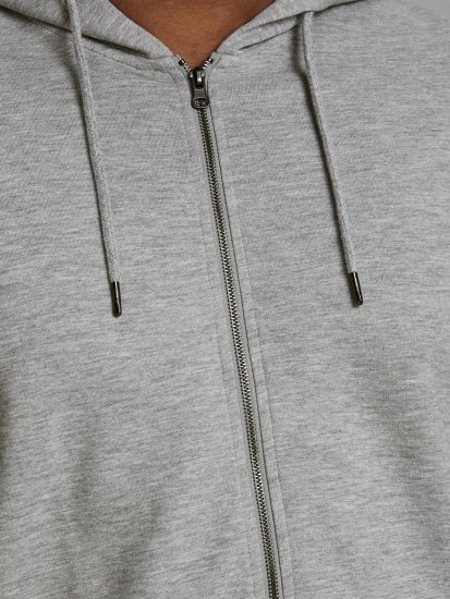 Jack & Jones Basic Sweat Zip Hood Light Grey Melange - Tröjor & hoodies - Stora hoodies & tröjor - 2XL-14XL