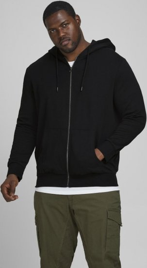 Jack & Jones Basic Sweat Zip Hood Black - Tröjor & hoodies - Stora hoodies & tröjor - 2XL-14XL