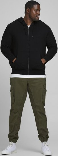 Jack & Jones Basic Sweat Zip Hood Black - Tröjor & hoodies - Stora hoodies & tröjor - 2XL-14XL