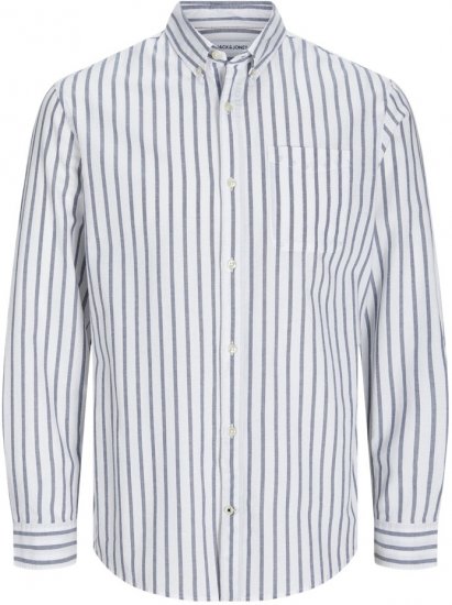 Jack & Jones OXFORD LS Shirt Striped Ensign Blue - Skjortor - Stora skjortor - 2XL-8XL