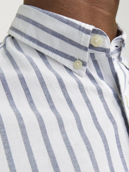 Jack & Jones OXFORD LS Shirt Striped Ensign Blue - Skjortor - Stora skjortor - 2XL-8XL
