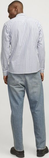 Jack & Jones OXFORD LS Shirt Striped Ensign Blue - Skjortor - Stora skjortor - 2XL-8XL