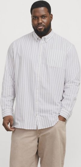 Jack & Jones OXFORD LS Shirt Striped White - Skjortor - Stora skjortor - 2XL-8XL