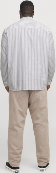 Jack & Jones OXFORD LS Shirt Striped White - Skjortor - Stora skjortor - 2XL-8XL
