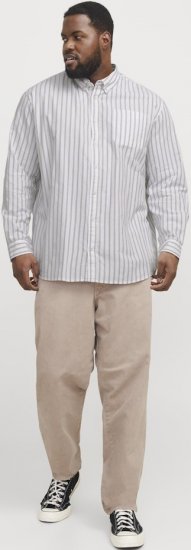 Jack & Jones OXFORD LS Shirt Striped White - Skjortor - Stora skjortor - 2XL-8XL