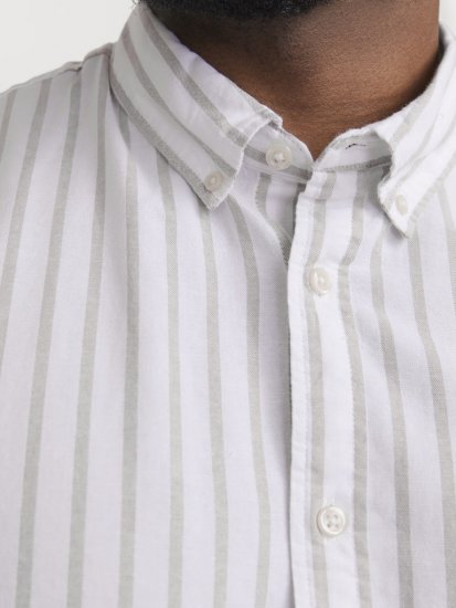 Jack & Jones OXFORD LS Shirt Striped White - Skjortor - Stora skjortor - 2XL-8XL