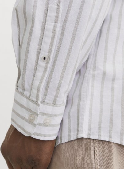 Jack & Jones OXFORD LS Shirt Striped White - Skjortor - Stora skjortor - 2XL-8XL