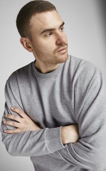 Jack & Jones Basic Sweatshirt Light Grey Melange - Tröjor & hoodies - Stora hoodies & tröjor - 2XL-14XL