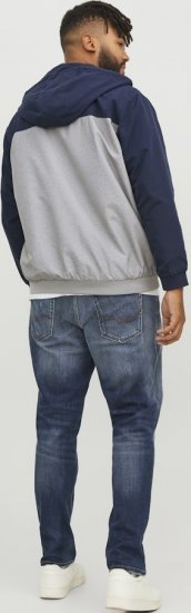 Jack & Jones RUSH White/Grey Blocking Bomber Jacket with Hood Navy Blazer - Jackor - Stora jackor - 2XL-12XL