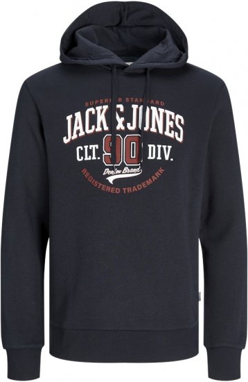 Jack & Jones 2 COL LOGO Hoodie Dark Navy - Tröjor & hoodies - Stora hoodies & tröjor - 2XL-14XL