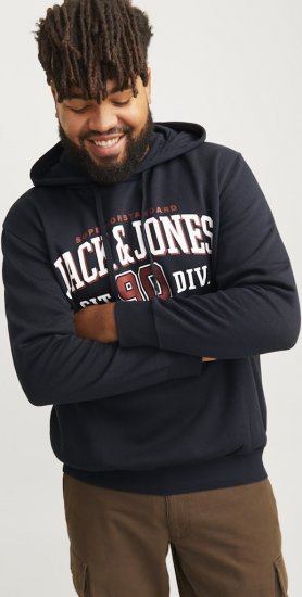 Jack & Jones 2 COL LOGO Hoodie Dark Navy - Tröjor & hoodies - Stora hoodies & tröjor - 2XL-14XL